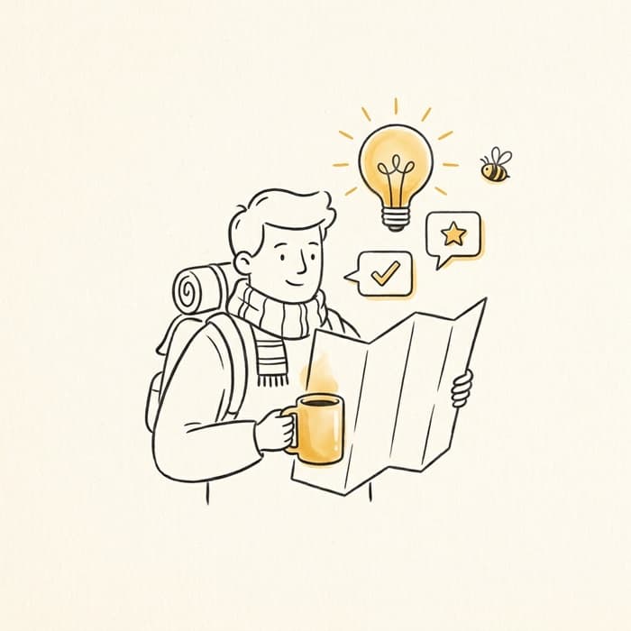 Illustration of asking questions in a new country