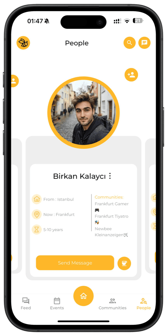 Newbee discover people nearby screen